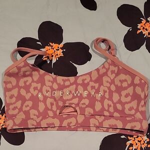 Ryderwear Cream and Pink Sports Bra with Wide Straps